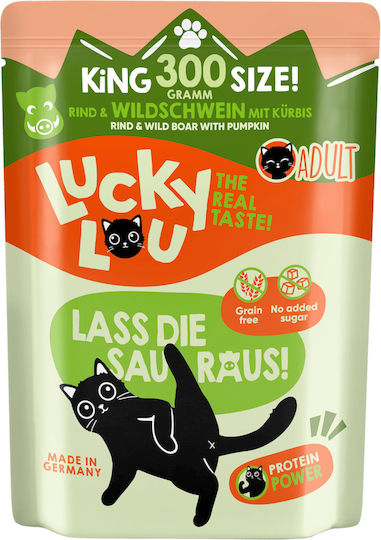 Lucky Lou Lifestage Wet Food for Adult Cats in Pouches with Beef and Pumpkin 300gr