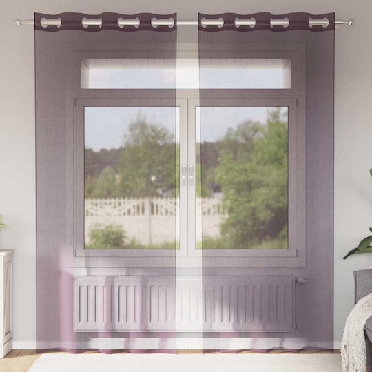 vidaXL Perdele Fereastra Cu Capse Violet 140x225cm vidaXL Perdele Fereastra Cu Capse Violet 140x225cm