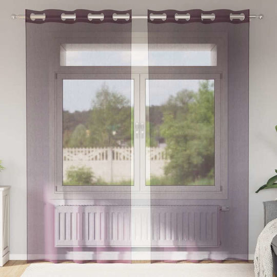 vidaXL Set Vorhänge mit Grommets Voile Lila 140x245cm