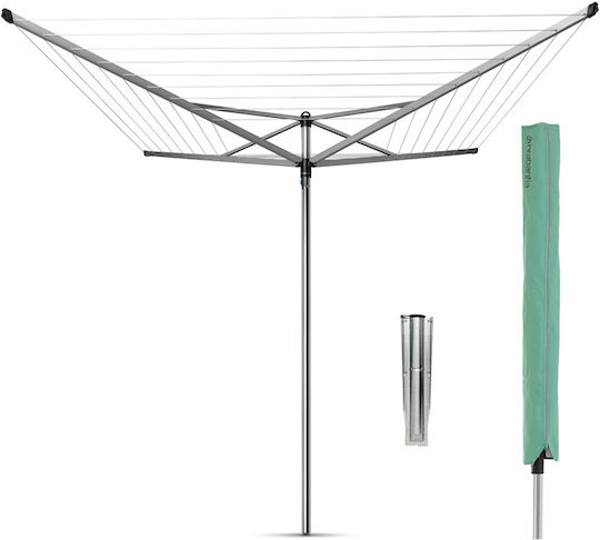 Brabantia Topspinner Folding Floor Clothes Drying Rack for Garden Metallic with Hanging Length 50m