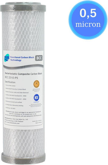 Pure Ersatz-Wasserfilter für die Arbeitsplatte und unter der Arbeitsplatte aus Aktivkohle 10" BCC 2510-P5 0.5 μm (Mikrometer)