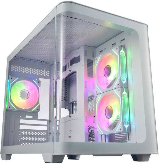 FSP/Fortron S380 Gaming Midi Tower Κουτί Υπολογιστή με Πλαϊνό Παράθυρο και RGB Φωτισμό Λευκό