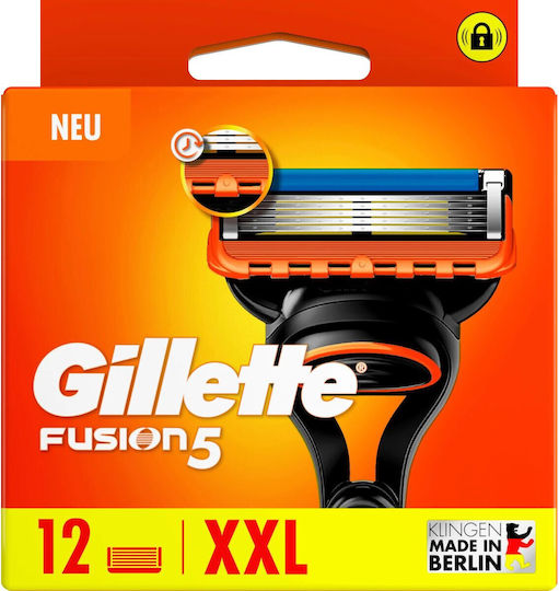 Gillette Fusion5 Ανταλλακτικές Κεφαλές με 5 Λεπίδες & Λιπαντική Ταινία 12τμχ