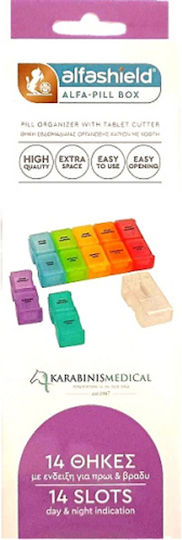 Alfashield Alfa-pill Box 7-day Pill Organizer with 14 Compartments 1pc