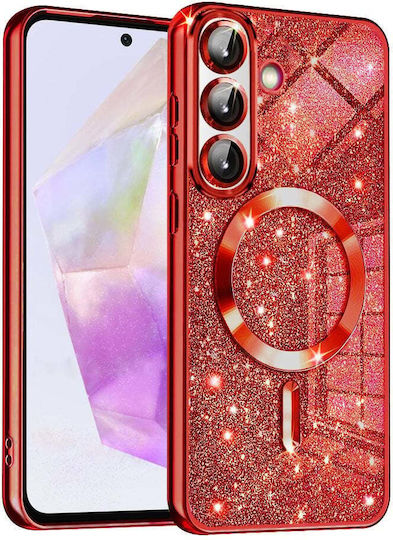 Techsuit Luxury Glitter Umschlag Rückseite Silikon Rot (Samsung Galaxy A36 5G - Techsuit)