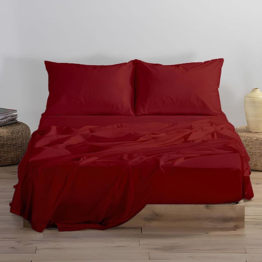 Ariete Duvet Cover Set Cotton Queen with 2 Pillowcases 240x260 Satinport Burgundy