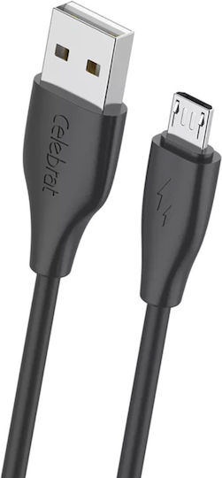 Celebrat Regular USB 2.0 to micro USB Cable Μαύρο 1m CB-31A-M-BK 1τμχ