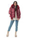 Women's Short Puffer Jacket for Winter with Hood Burgundy
