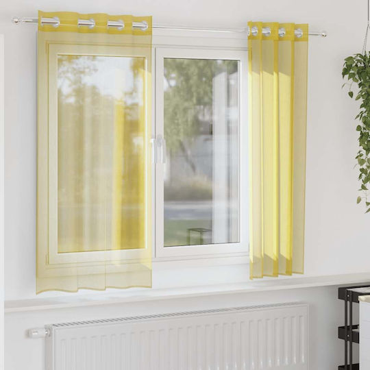 vidaXL Set Perdele Fereastră Cu Capse Voile Galbene 140x175cm