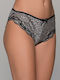 High Waist Women's Briefs with Silver Lace 008476-Silver