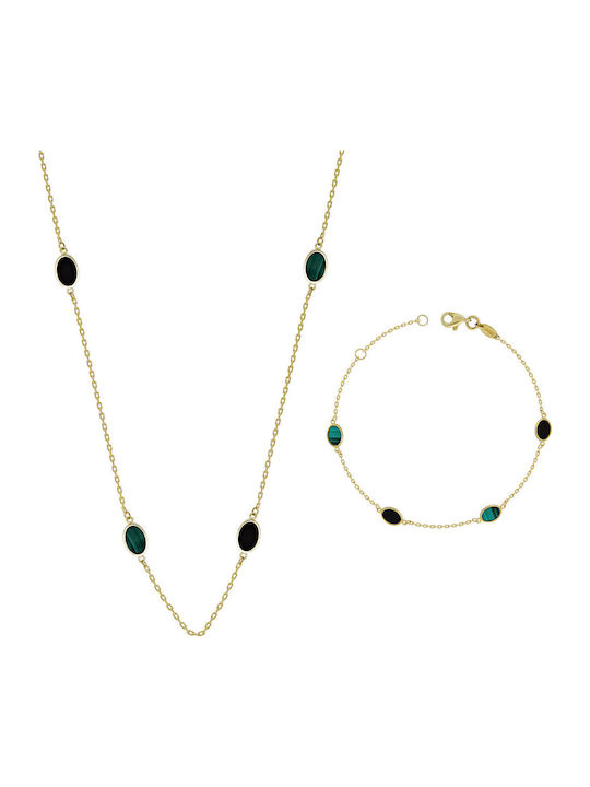 Kiriakos Gofas Set with Necklace & Bracelet from Gold 9K with Stones