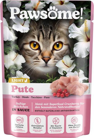 Pawsome Υγρή Τροφή για Ενήλικες Γάτες σε Φακελάκι με Γαλοπούλα και Κρέας Διαίτης 85gr