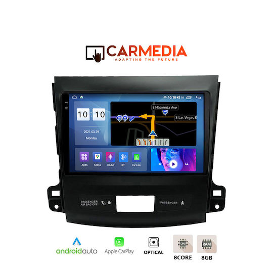 Carmedia Ηχοσύστημα Αυτοκινήτου για Peugeot 4007 Mitsubishi Outlander Citroen C-Crosser 2006-2012 (Bluetooth/USB/AUX/WiFi/GPS/Apple-Carplay/Android-Auto) με Οθόνη Αφής 9.5"