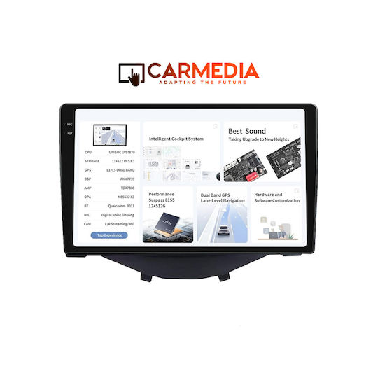 Carmedia Ηχοσύστημα Αυτοκινήτου για Peugeot 108 Toyota Aygo Citroen C1 2014 (Bluetooth/USB/AUX/WiFi/GPS/Apple-Carplay/Android-Auto) με Οθόνη Αφής 9.5"