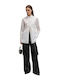 Women's Long Sleeve Shirt White-Black