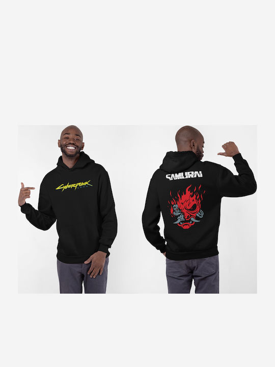 T-shirt Studio Cyberpunk 2077 Φούτερ με Κουκούλα Μαύρο