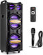 Fenton Boxă Karaoke Cu Microfon Cu Fir Și Efecte De Iluminare LIVE2102 Negru