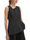 Women's Blouse Sleeveless with Zipper Black