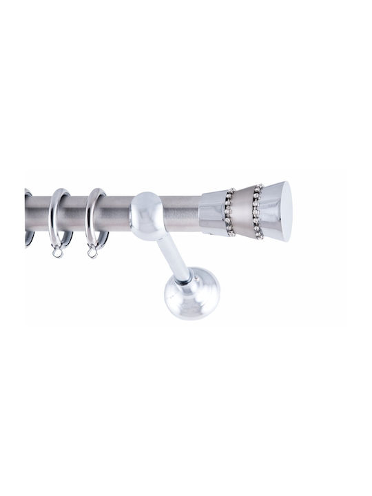 Frans Metallic Curtain Pole Triplo Strass Single 160cm Nickel Satin