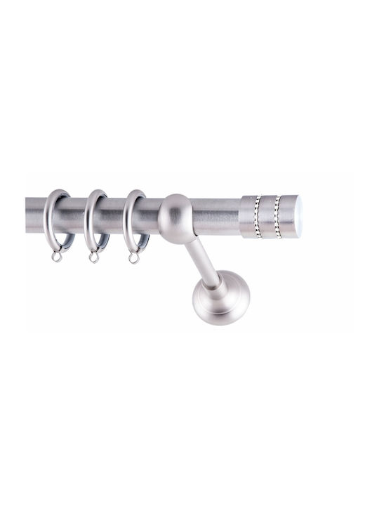 Frans Metallic Curtain Pole Bar Strass Single 160cm Nickel Satin