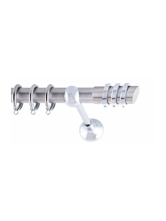 Frans Metallic Curtain Pole Three Rings Single 160cm Nickel Satin