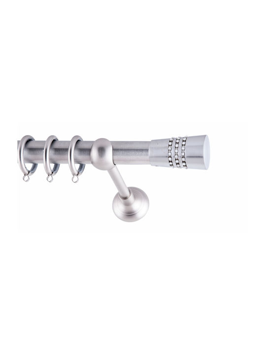 Frans Metallic Curtain Pole Louna Strass Single 160cm Nickel Satin