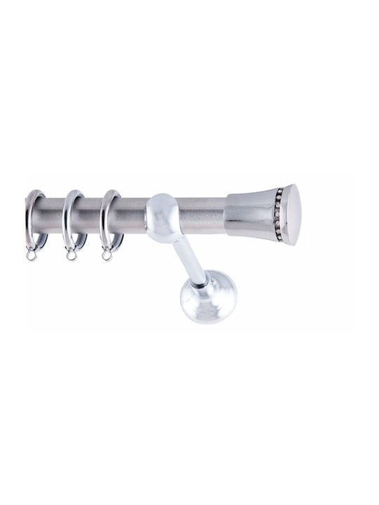 Frans Metallic Curtain Pole Eliz Strass Single 160cm Nickel Satin