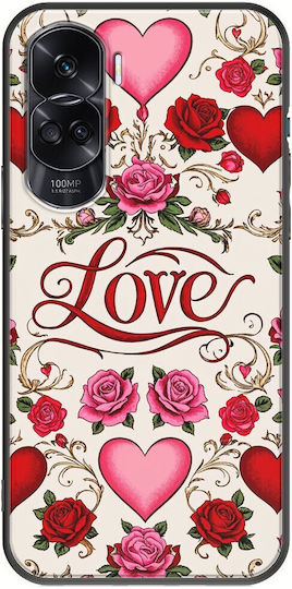 Valentine's Day Vintage Love Blooms Case for Honor 90 Lite 5G Black TPU Black Silicone