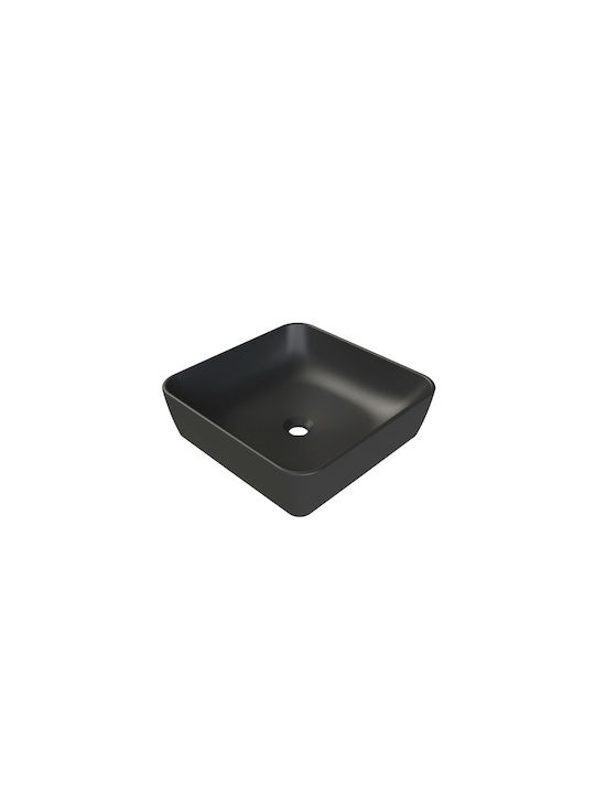 Cerastyle Επικαθήμενος Νιπτήρας Πορσελάνης 46x46x13.5cm Μαύρο Ματ