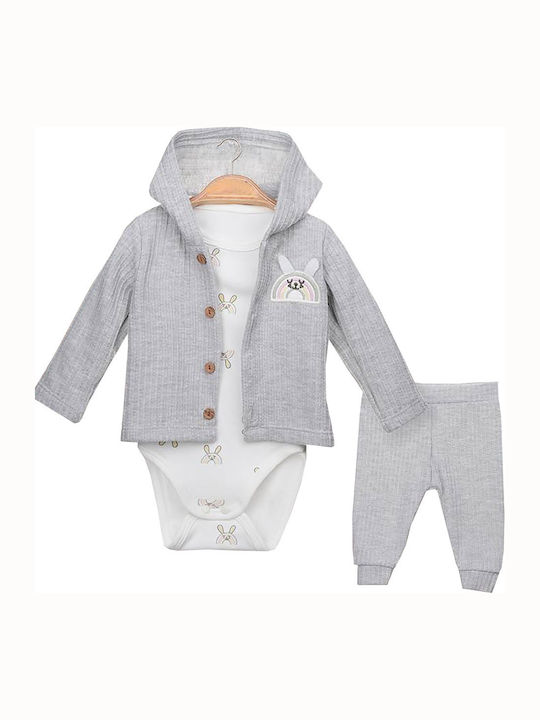 Mother Baby Set Babystrampler Langärmliges mit Hose Grey 3Stück