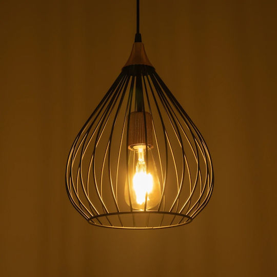 GloboStar Radiaro Pendant Light Black Grid with Socket E27 28x28x70cm