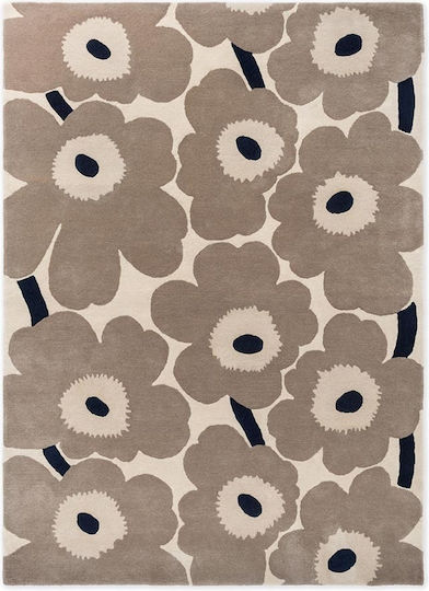Marimekko Unikko Ръчно изработено Килим Правоъгълена Greige