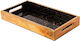 Ξύλινο Πλατώ Σερβιρίσματος Mango Wood 40x22x5εκ Μαύρο Χερούλια Χρυσά Spots 20-1722 Prestige