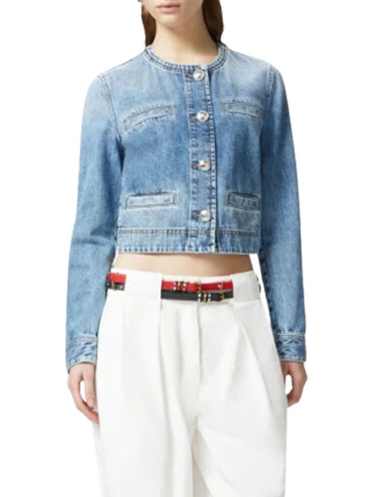 Pinko Women's Short Jean Jacket for Spring or Autumn Blue