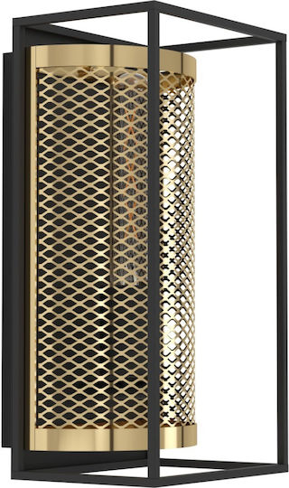 Eglo Industrial Wall Lamp with E27 Socket Black 17x14.5x32cm