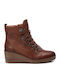 Leder Stiefeletten Damen Tabac Braun