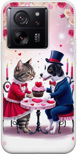 Valentine's Day Romantic Cat Dog Date Xiaomi 13t Pro 5g Flexible TPU Transparent Silicone Case