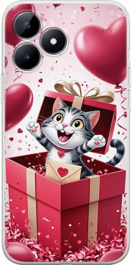 Valentine's Day Surprise Love Kitty Realme C53 Flexible TPU Transparent Silicone Case
