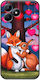 Valentine's Day Fox Bunny Under Love Tree Case for Realme C53 Black TPU Black Silicone