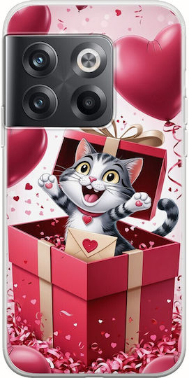 Прозрачен силиконов калъф от гъвкав TPU с изненада за Свети Валентин Love Kitty за Oneplus 10t 5g