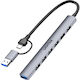 Unitek 7-Port USB 2.0 Hub with USB-A / USB-C Connection Gray