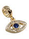 Kalliopi Silver Charm Auge aus Vergoldetem Silber mit Zirkon Blau
