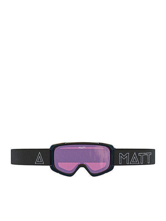 Matt Ski & Snowboard Goggles Kids Black with Lens in Pink Color
