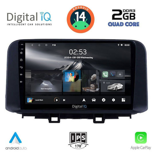 Digital IQ Auto-Audiosystem für Hyundai Kona 2017 (Bluetooth/USB/WiFi/GPS/Apple-Carplay/Android-Auto) mit Touchscreen 10"