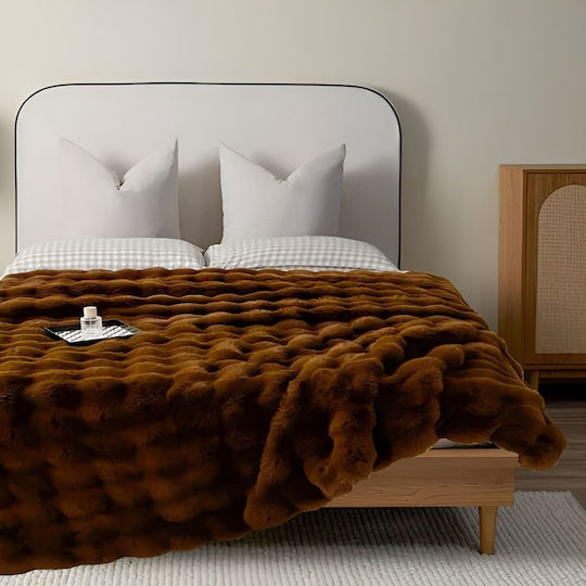 Furry Single Blanket 160x220cm Brown