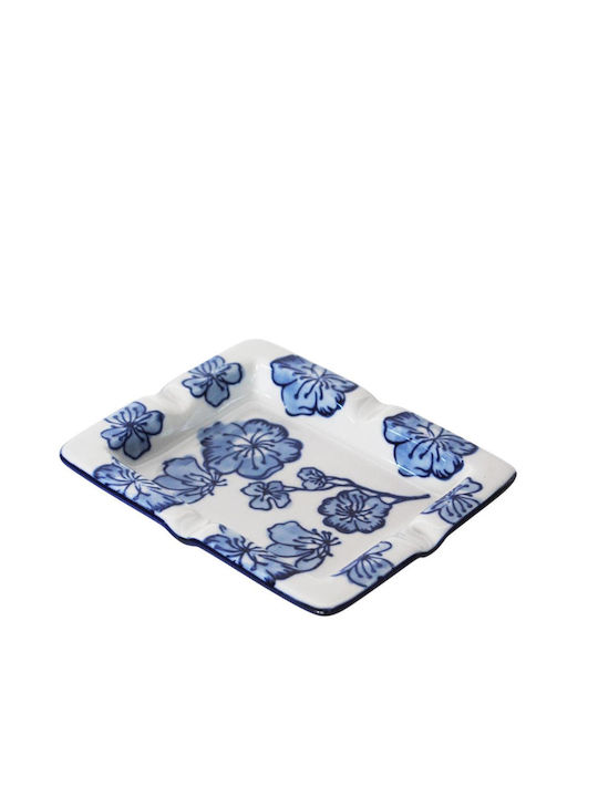 Aschenbecher Blau Porzellan Blume 13x10,5cm
