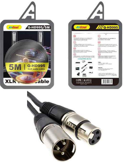 Andowl Cable XLR male - XLR female Μαύρο 5m (Q-HD995)