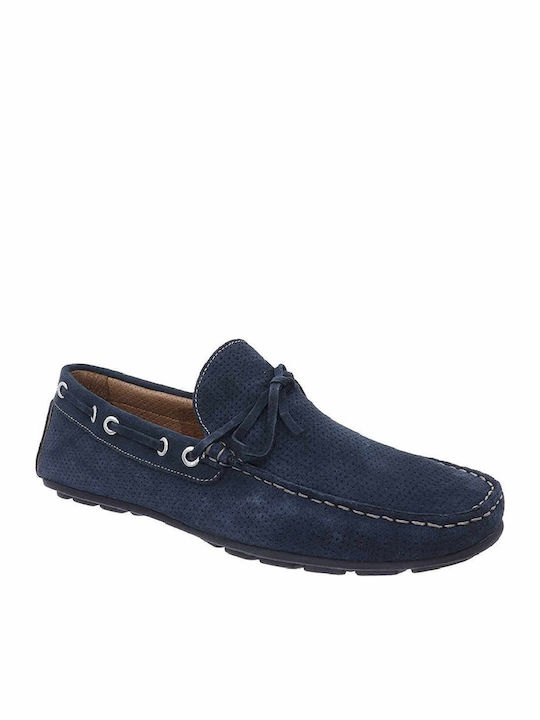 Imac Men's Leather Moccasins Blue