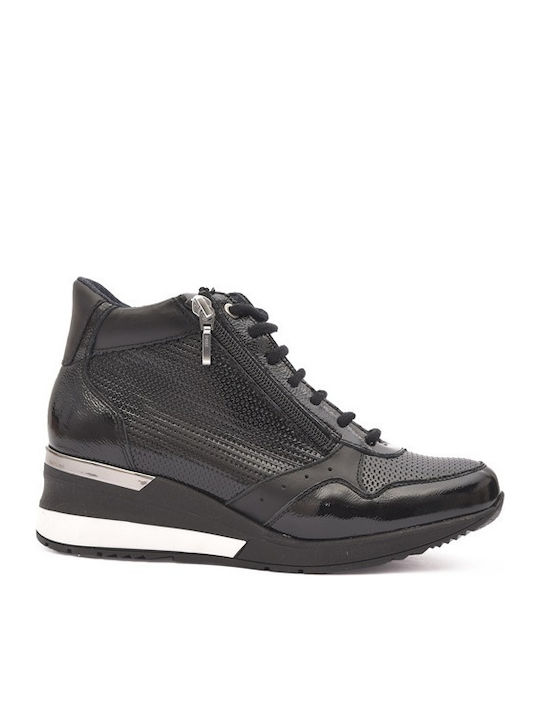 Γυναικεία Ανατομικά Sneakers Μαύρο Λουστρίνι