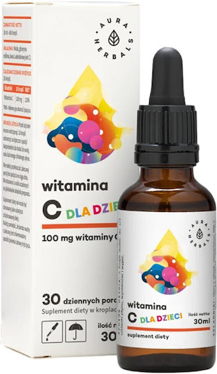Aura Herbals Vitamin C For Children Витамин за Кожата & Антиоксидантно действие 100мг 30мл